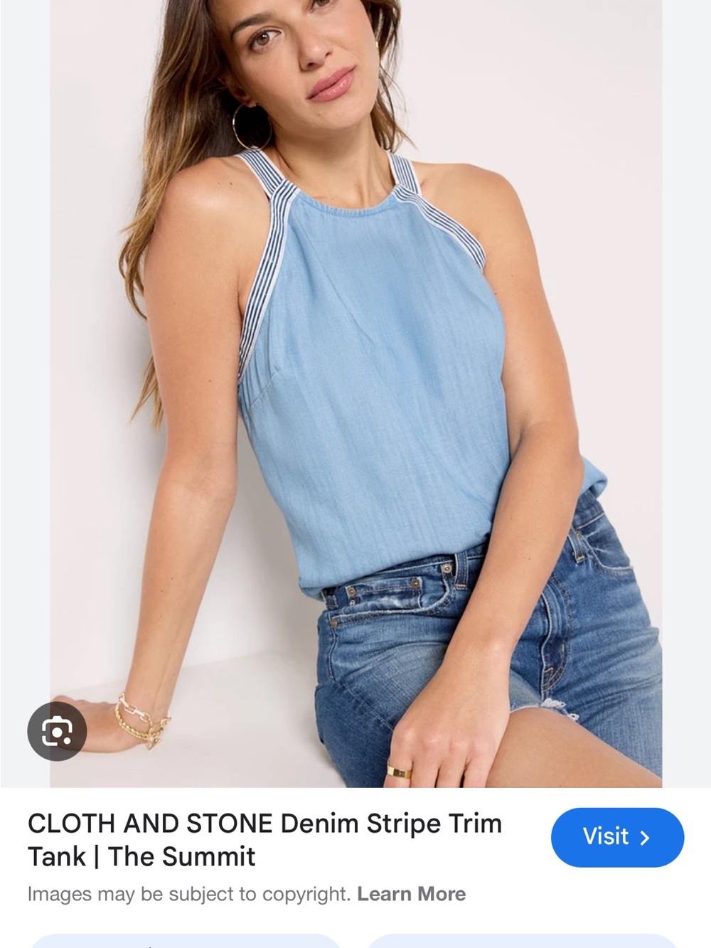 cloth & stone Denim Stripe Trim Tank - Picture 4 of 8